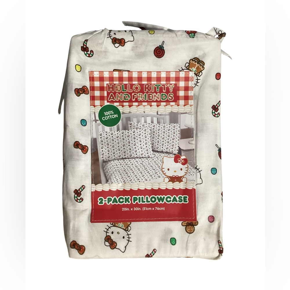 Hello Kitty Gingerbread Candy Cane Christmas 2-Pack Standard Cotton Pillow Cases